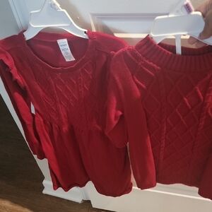 Sisters Matching Red Sweaters